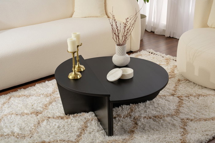Nordure Orion Mesa de Centro Wood Black 90cm Ancho x 30cm Alto x 60cm Fondo Tablero Melamina